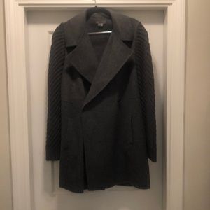 Vince Chunky Knit Sleeve Felt Coat